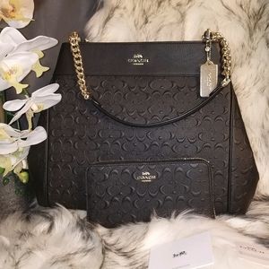 ✅️ COACH SET Matching Designer Bag Wallet Signature NWT